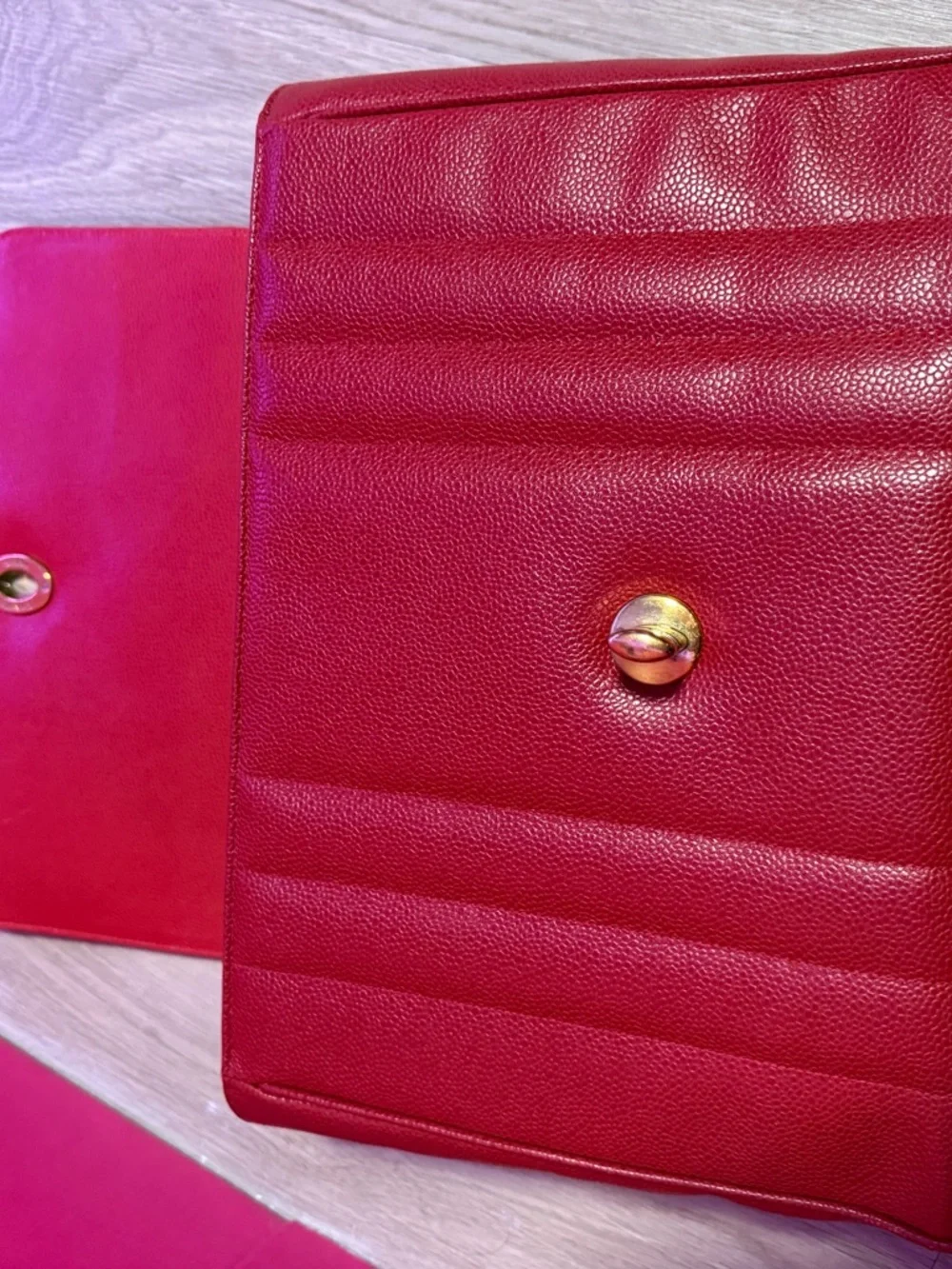CHANEL Red Quilted Top-Handle Satchel with Gold CC - Picture 8 of 9